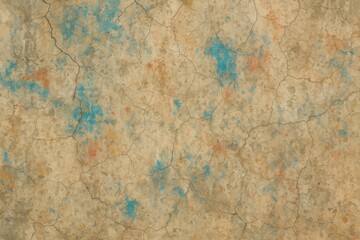 Fototapeta premium Abstract backdrop featuring aged, cracked plaster with paint marks and fractures