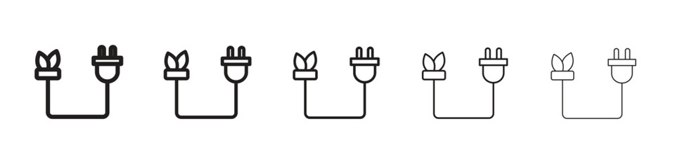 Biomass energy iconBlack linear bold and thin strokes set