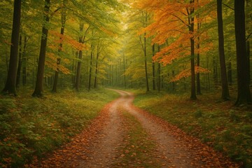 Obraz premium A trail through a forested plateau