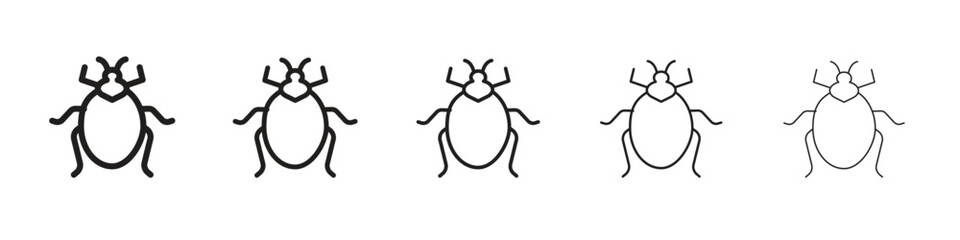 Bedbug iconBlack linear bold and thin strokes set