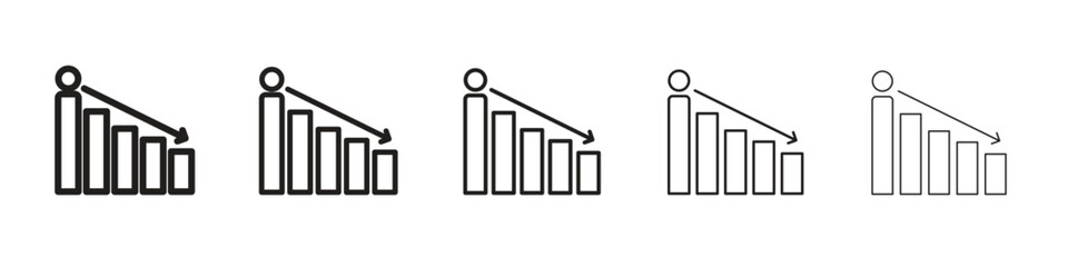 Attrition iconBlack linear bold and thin strokes set