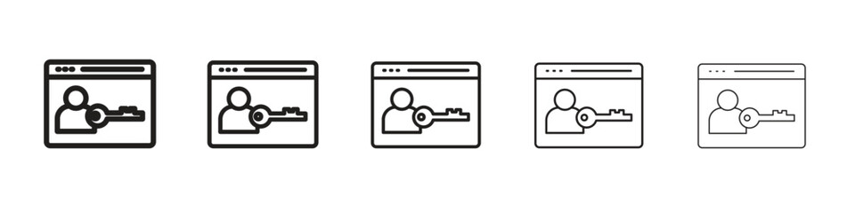 Authorize iconBlack linear bold and thin strokes set