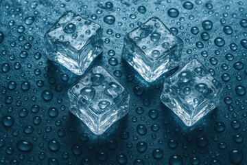 Fototapeta premium Abstract backdrop featuring icy water and frozen cubes