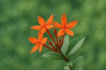 A scene showcasing vibrant orange foliage against a softly blurred green backdrop