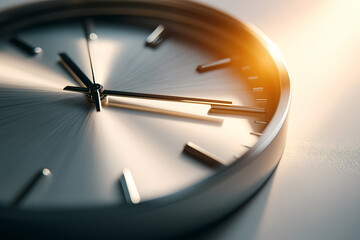 Cinematic Close-Up of a Metallic Analog Clock Depicting Scheduled Time Collapse and Time Up
