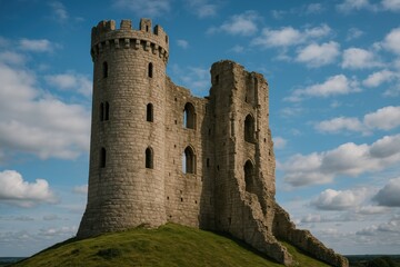 Ancient fortress tower in ruins