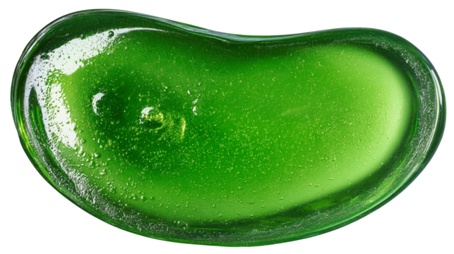 Gel eye patch texture in translucent green color, glossy detail, isolated on white, PNG