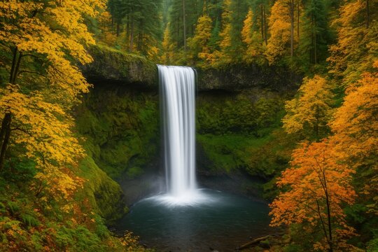 Stunning autumn waterfall display