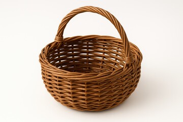 Obraz premium Willow branch basket on a plain white surface