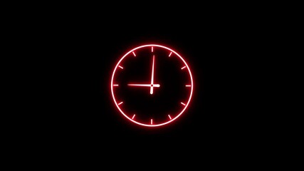 Glowing neon line Analog clock spinning animation loop, alpha channel included. - Powered by Adobe