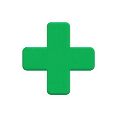 Fototapeta premium Bright green plus symbol isolated on a clean white background