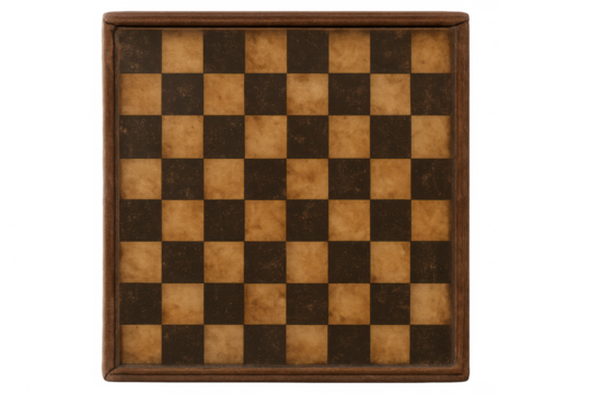 Checkerboard with alternating dark and light squares represents strategy, competition, and games, isolated on transparent background