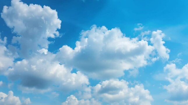 4K Sky Background Loop &ndash; Fluffy Clouds Moving Left to Right in Calm Blue Sky