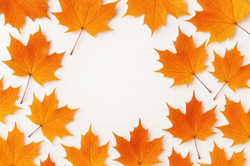 Obraz premium Autumn Season: Fallen Maple Leaves and Special Sale Offers on a Blank Letterhead