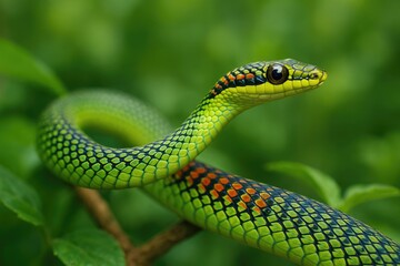 Fototapeta premium Vibrant Jungle Serpent with Bright Colors
