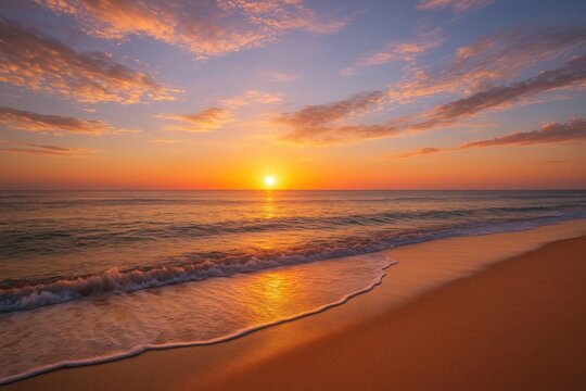 Stunning dawn over a scenic shoreline