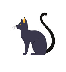 Cute black cat sitting halloween pet animal design