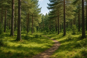 Obraz premium Stunning landscape of a woodland area in a serene mountain town