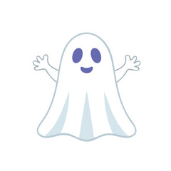 Friendly cartoon ghost halloween character illustration