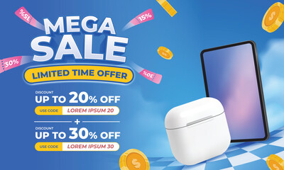 Mega Sale Limited Time Ecommerce Web Banner Design