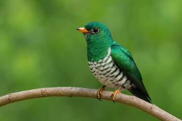 Obraz premium Wild Asian Emerald Cuckoo (Chrysococcyx maculatus) observed in natural habitat