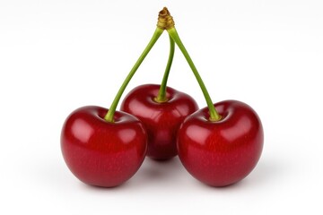 Fresh ripe cherry berries on a plain white background