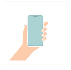Hand holding smartphone blank screen mobile phone