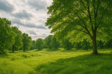 Obraz premium Stunning autumn scenery under overcast skies