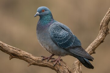 Obraz premium A solitary bird rests on a barren tree limb