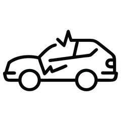 Obraz premium Simple line drawing of a damaged car after crash or accident