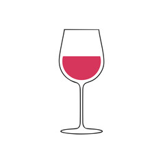 Red wine glass simple line art illustration