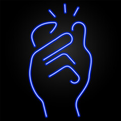 snap of fingers neon sign, modern glowing banner design, colorful modern design trend on black background. Vector illustration.