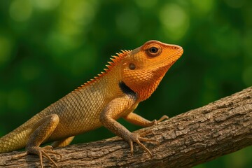 A relaxed orange-headed chameleon relaxes in the wild, awaiting its meal.