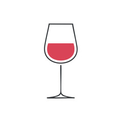 Simple red wine glass icon minimalist design