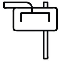 Fototapeta premium Simple of rural roadside mailbox with signal flag raised in line art
