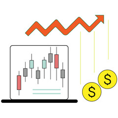 Minimal Black and White Line Chart With Red and Green Price Movements Featuring a Simple and Elegant Design Showing a Steady Upward Stock Market Trend