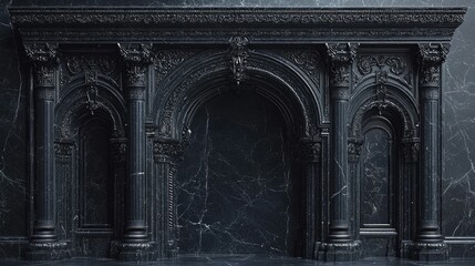 Ornate, dark archway architectural design.
