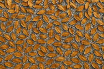 A collection of tiny, brittle brown leaves scattered on a gravel surface