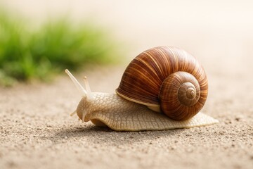 A snail crawling on the surface