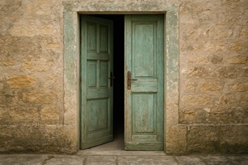 A snapshot of a house's entrance with an open door