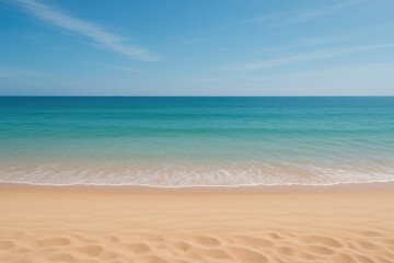 Obraz premium Serenity by the coast, where sand meets the ocean's edge
