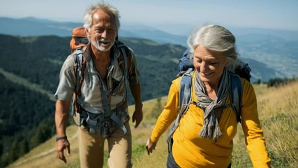 A couple passionately explores a beautiful mountain trail, sharing laughter and memories while surrounded by serene nature. Their joy encapsulates the essence of adventure. - Powered by Adobe
