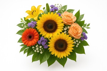 Naklejka premium Close-up of a floral arrangement on a white background