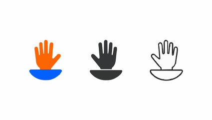 Fototapeta premium Illustrations showing a hand above a semi circle in color black and outline transparent background , no background