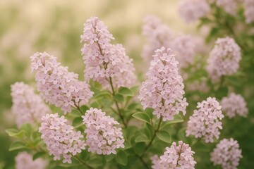Soft violet blossoms of the Meyer&acirc;&euro;&trade;s lilac (Syringa meyeri) Palibin variety