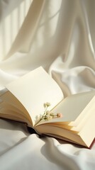 Soft elegant image with book — vertical layout for design, education or relaxation posts