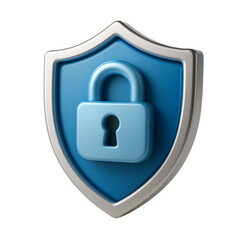 3D Shield and Padlock Icon &ndash; Cybersecurity and Data Protection Symbol