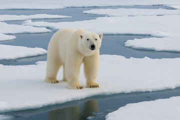 Ice-bound polar bear in the Arctic wilderness