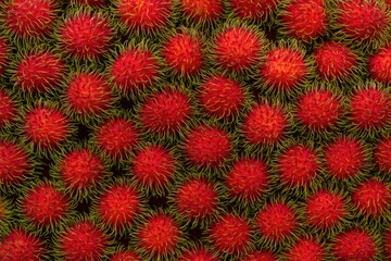Vibrant red rambutan fruit backdrop