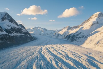 Evening View of a Glacier in a European Mountain Range